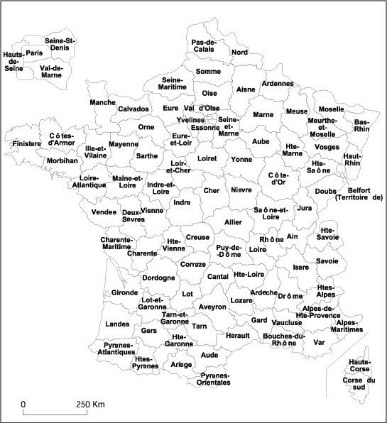 carte de la France administrative